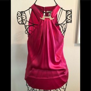 Fuchsia color silk sleeveless top